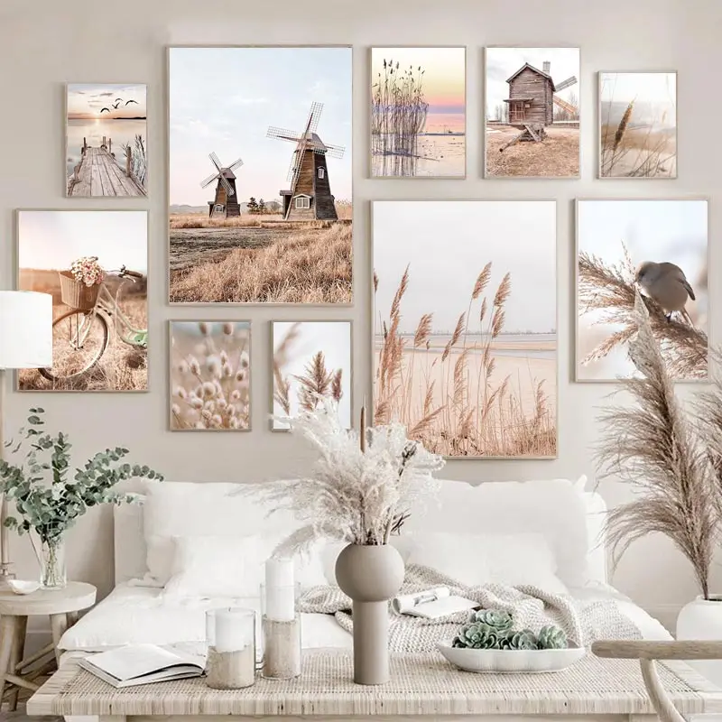 Orchard Sprayer Tractor - Beige Landschaft Wand Kunst Poster Fahrrad